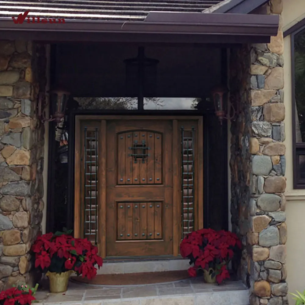 Indian Solid Timber Door Entry Model Teak Wood Panels Carved Main Front Double Door Design for House