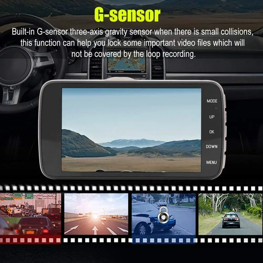 Wholesale HD 1080P Dual Lens Vehicle Black Box Car DVR 4 inch 170