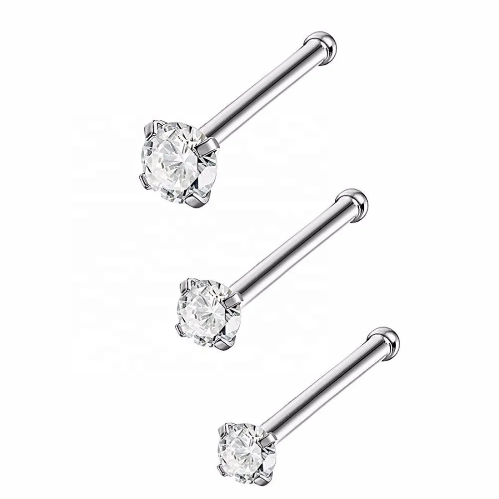 Fashion Surgical Steel Claw Nose Stud Prong Cz Piercing Jewelry Nose ...