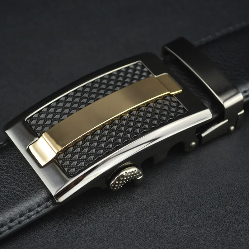 Custom Logo Automatic Sliding Buckle Western Genuine Leather Belt for Men