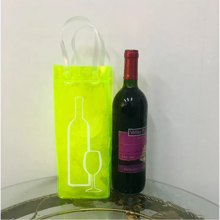 High Quality Logo Printed Promotional Pvc Plastic Ice Bag For Wine