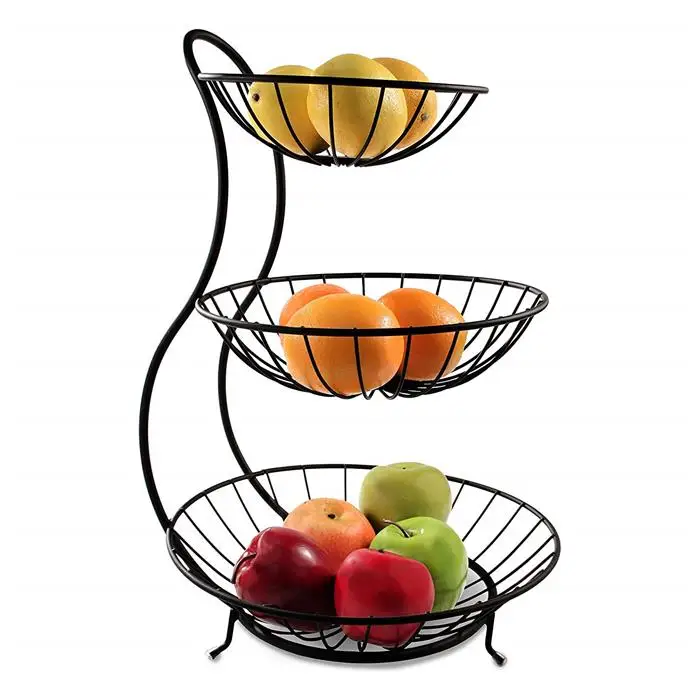 20 cm Mantiene frescas frutas y verduras – Frutero con 3 bandejas de almacenamiento Tamaño: 31 cm GUJIN Frutero de metal con 3 pisos para más espacio en la encimera 25 cm 