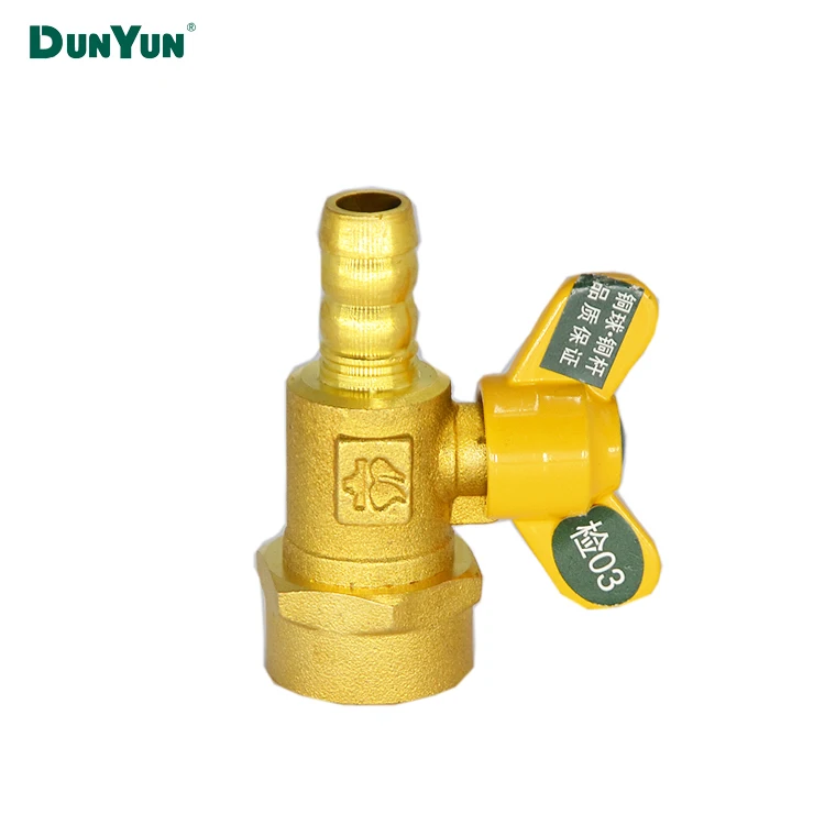 Dunyun Factory's Manual Brass Gas Nipple Ball Valve 10mm Hose Connector for Natural Gas OEM Customizable