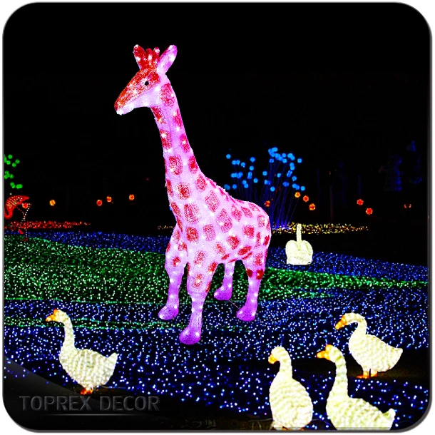 TOPREX Outdoor Christmas LED Motif Light Decoration Resin Acrylic Giraffe Design for Festive Decorations