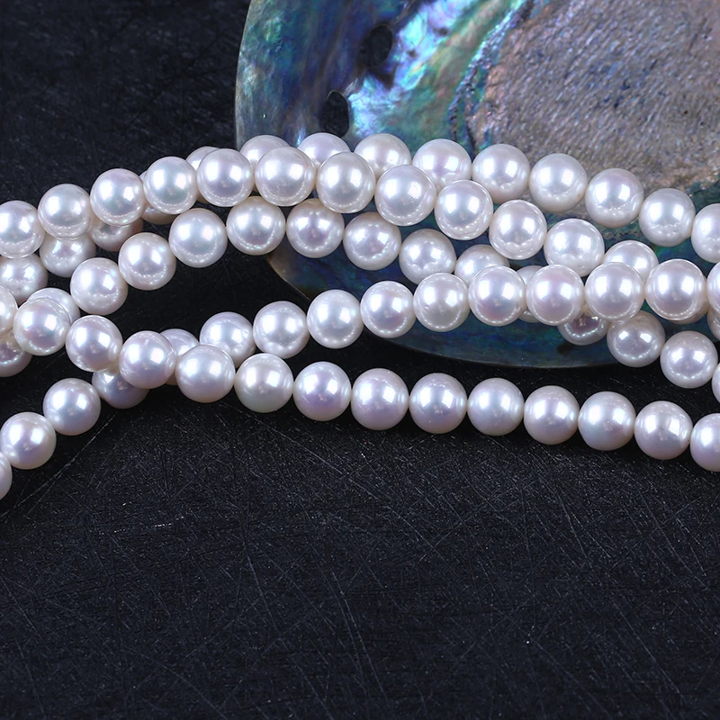 AAAA 8mm 9mm White Akoya Round Shape Seawater Pearl Strand