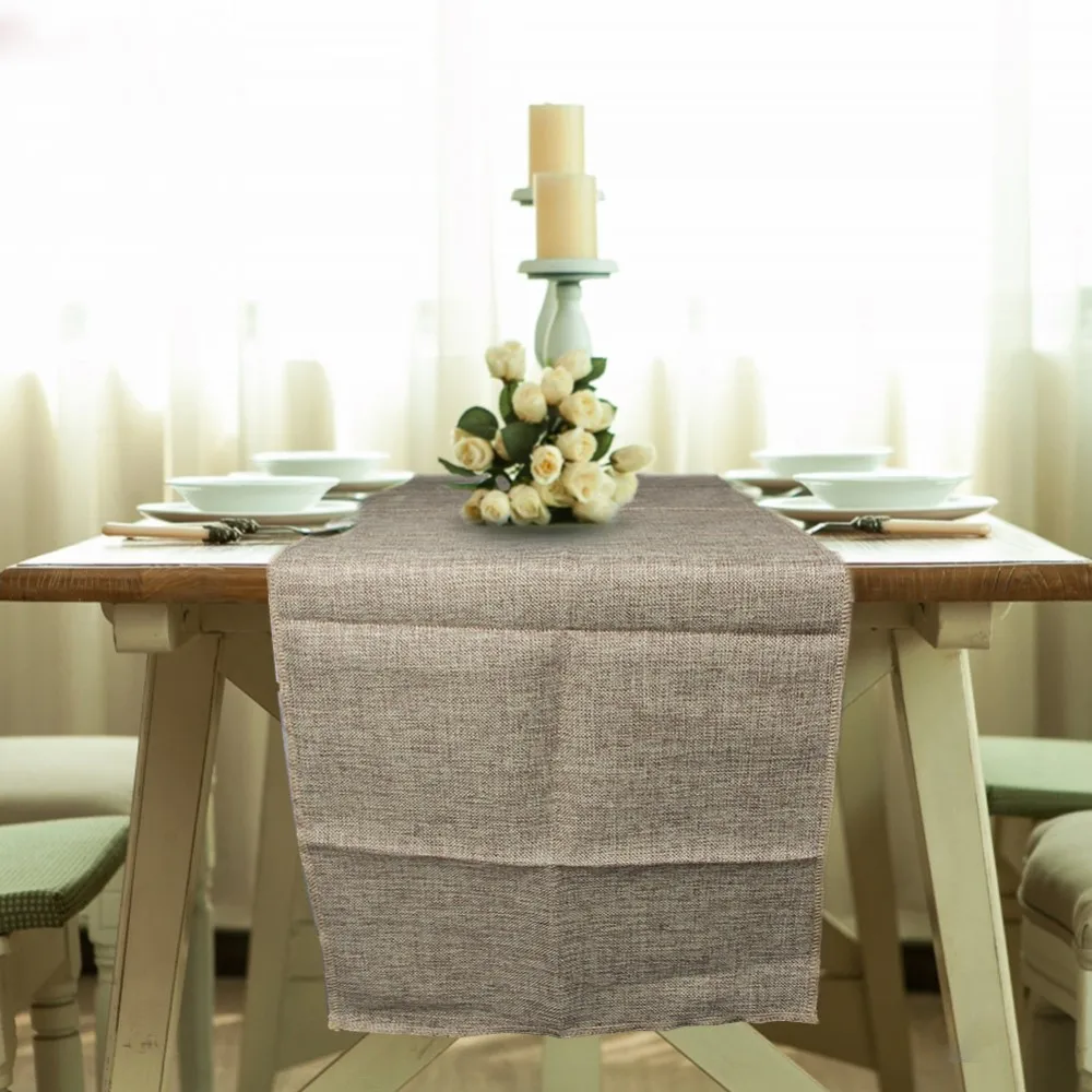 Rustic Jute Burlap Table Runner Natural Imitated Linen Table Cloth Wedding Decor