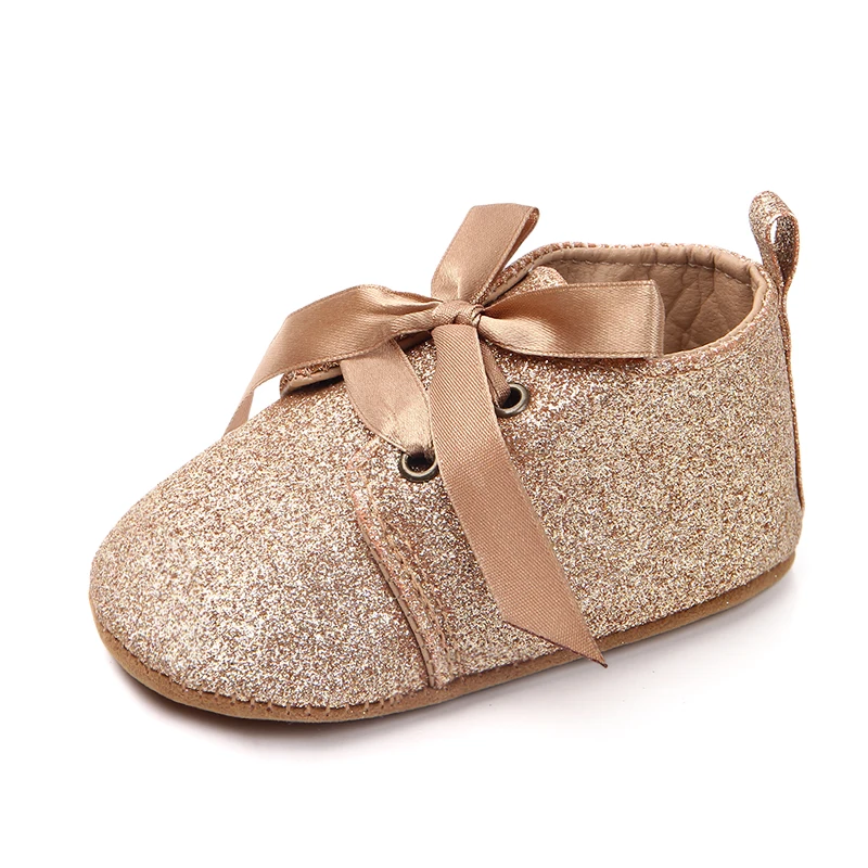 Hot selling bling color soft sole fancy baby girls shoes