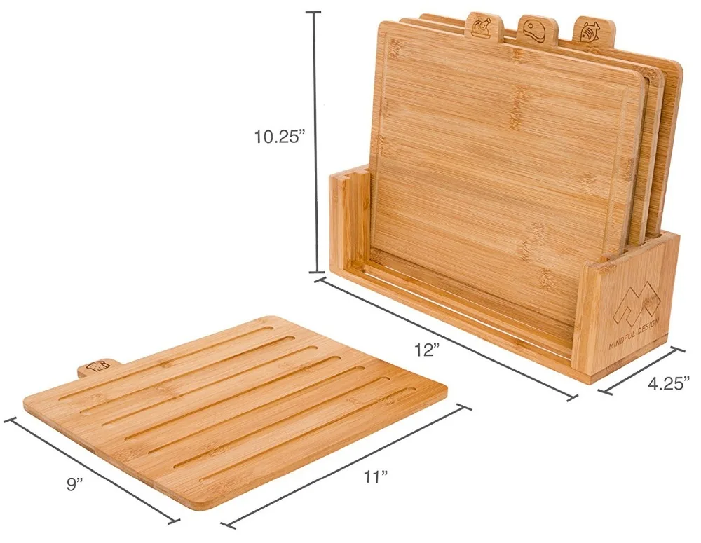 Wooden Chopping Board Set With Stand