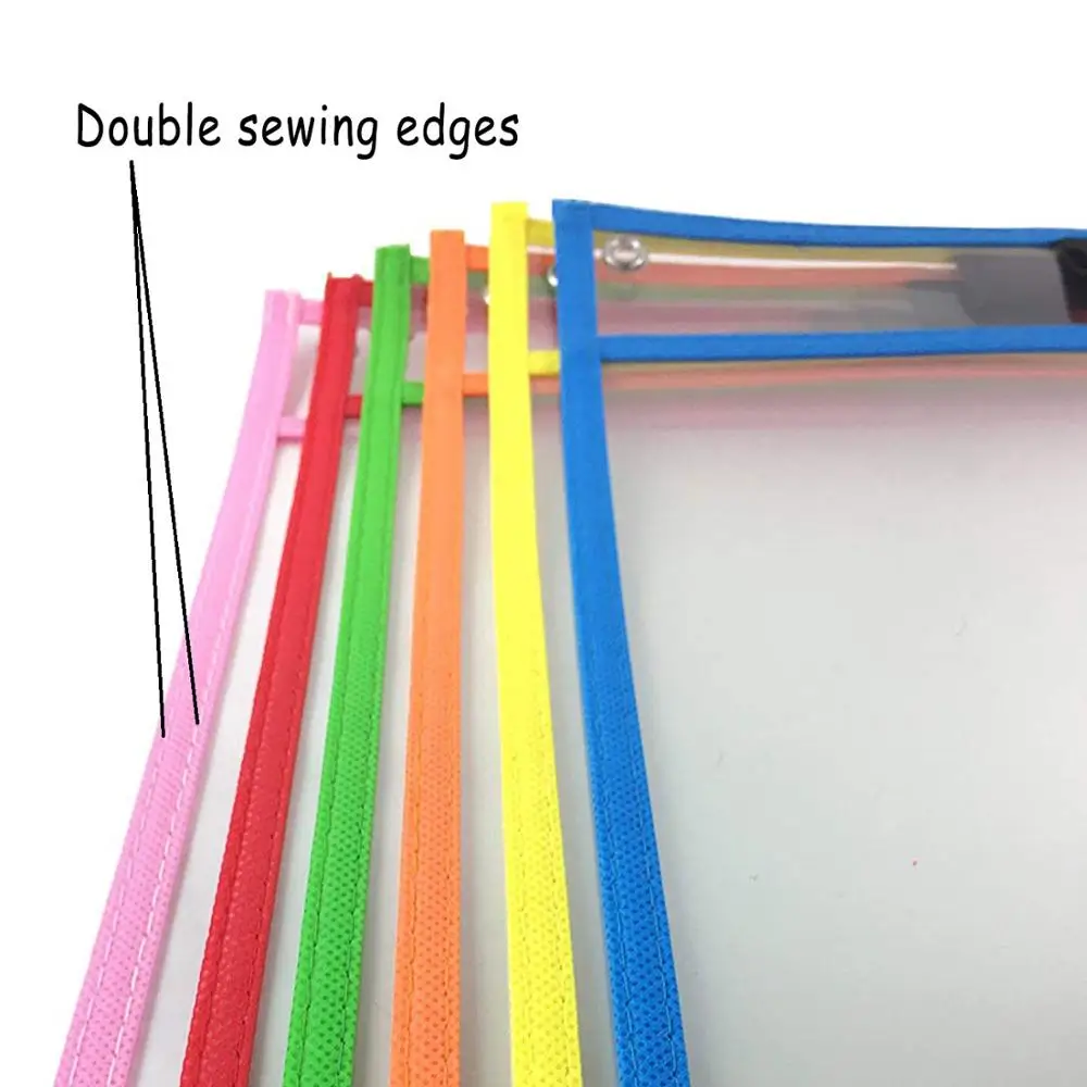 
 Карманы для сухого стирания многоразовые сухие стираемые рукава защищают прозрачный карман с двойной прострочкой и красочным краем  