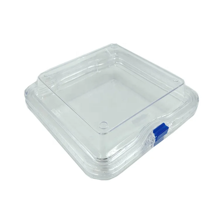 
Пластиковая мембранная коробка HN-155 13x13x5 см, коробка для хранения ювелирных изделий/электронных чипов/часов/зубных протезов 