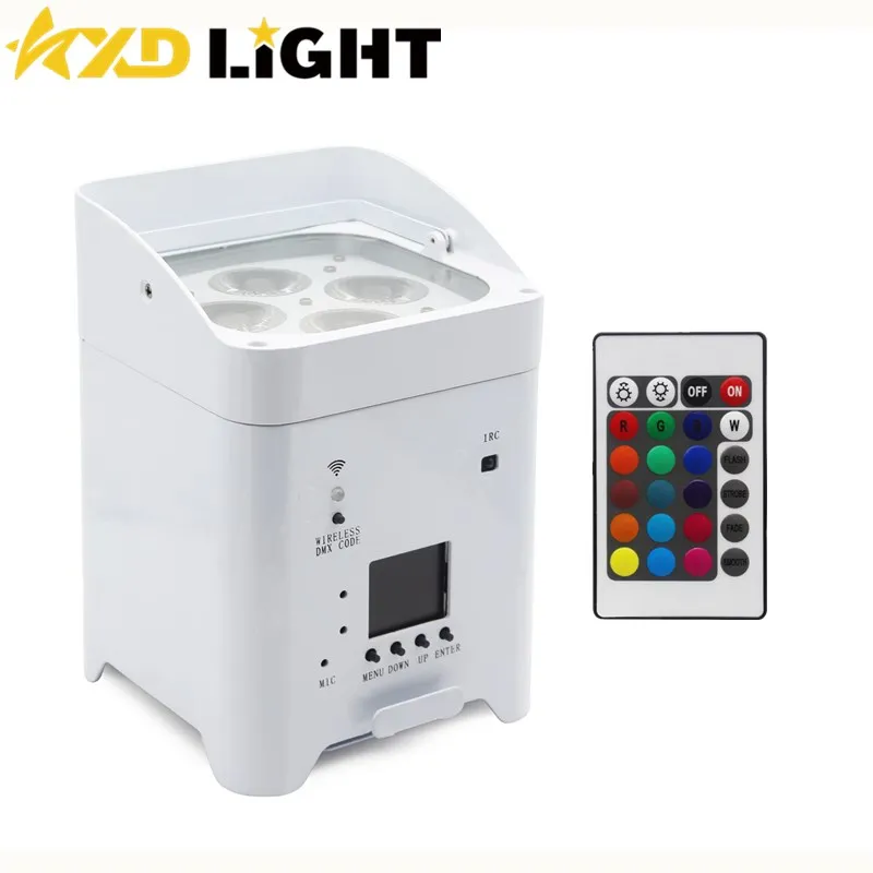 Wireless DMX Par Light with Battery Operated 4x18w RGBWA UV 6in1 Square Case Wall Washer Wedding Uplighter LED Par Disco Lights