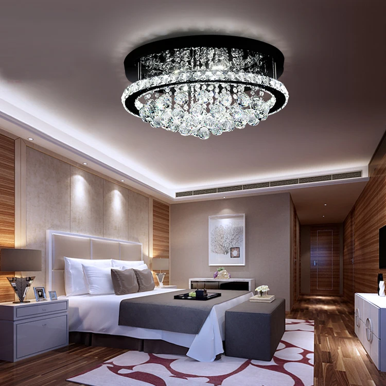 Lampadari Moderni Crystal Modern Round Led Ceiling Lights for Hotel