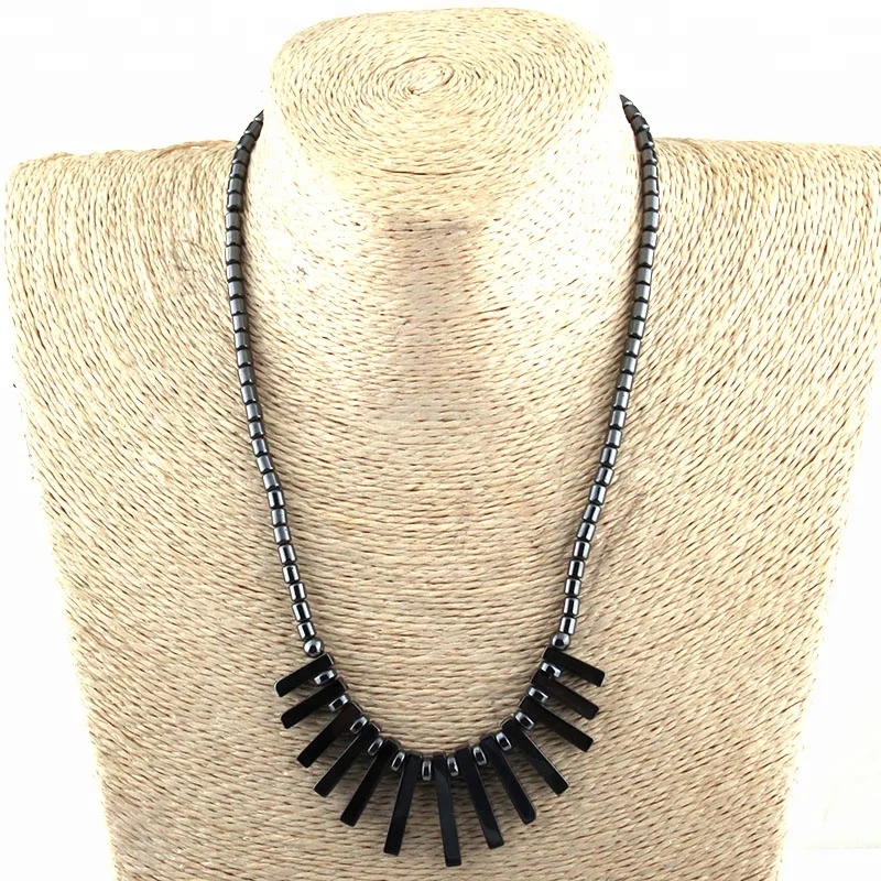 Bohemian Tribal Jewelry Hematite Charm Statement Necklace
