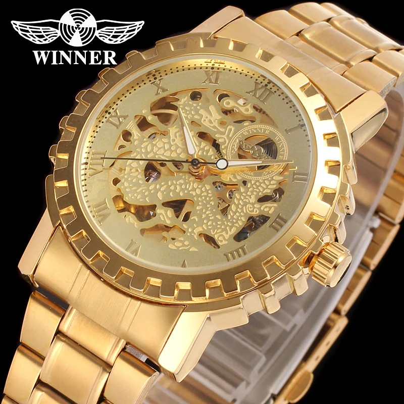 Luxury Gold Skeleton Automatic Watch for Men