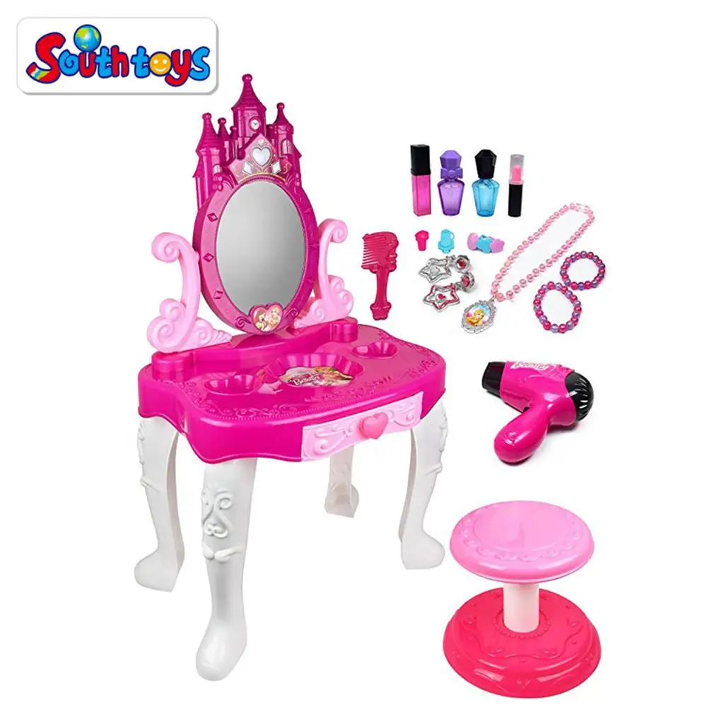 with Multifunctional Piano Dresser Table & Makeup Accessories Comb Voberry 2-in-1 Vanity Table and Chair Beauty Play Set Hair Bands and Hair Dryer for 2,3,4 Yeards Old Kids 