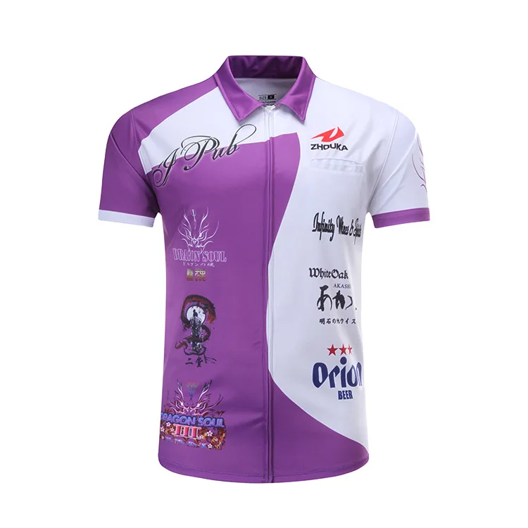 Source Design Your Own Custom Purple And White Dart Shirts Jersey Polo With  Pockets For Team Sublimation Dart T shirt on m.