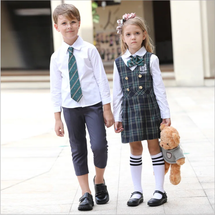 
 Унисекс унисекс униформа в британском стиле для дошкольного/детского сада рубашка + брюки + платье  