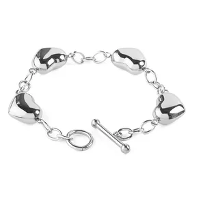 Panyu Factory Silver 925 Vintage Heart Clasp Chain Link Bracelet Fashion Jewelry