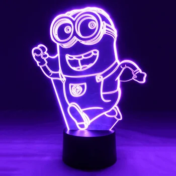 7色変化ベビーナイトライト電球LEDランプ照明3Dランニングミニオン