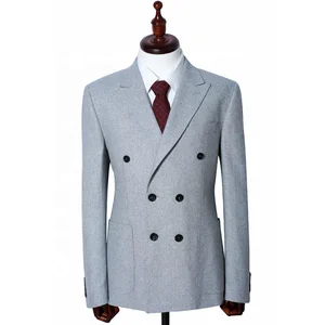 Men's High Quality Woolen Double Breasted Slim Fit Business Suit Anti-Wrinkle V-neck High Button Decoration Thin Thickness