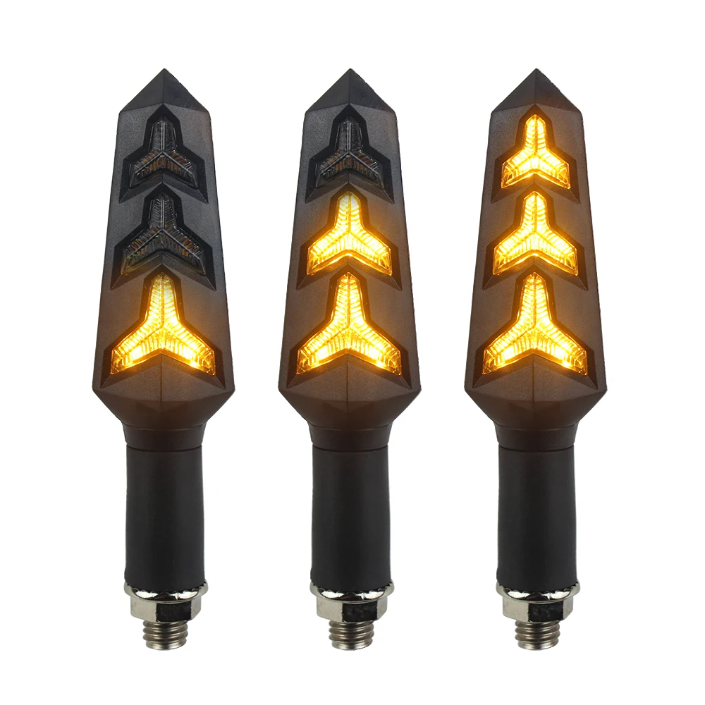Pair Of LED Amber Turn Signal Indicators - Motorcycle Flasher Blinker Lights 12V