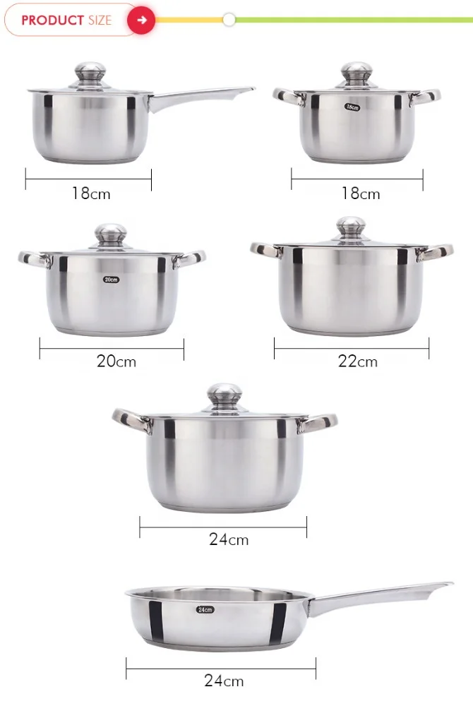 15 PCS Induction Bottom Cookware Sets Stainless Steel Kitchen Pots and Pans