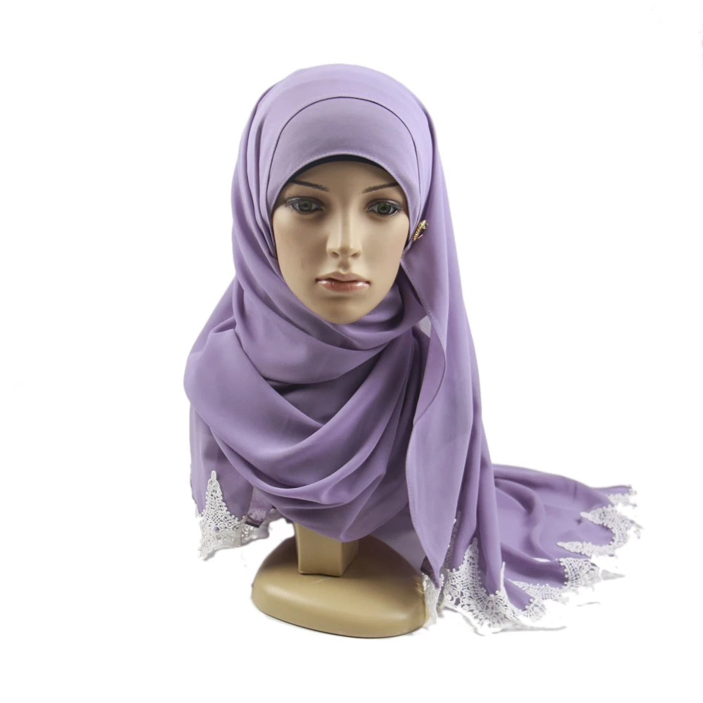 2021 New Arrivals Fashion Hijab Chiffon Scarf Scarves Muslim Lace Arab Scarf High Quality Pearl Chiffon Hijab