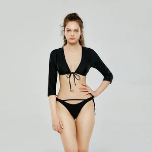 LaFata Swimwear Sexy Long Sleeve Luxury 2 Piece Set Bikini with Print Pattern Anti-UV & Quick Dry Features