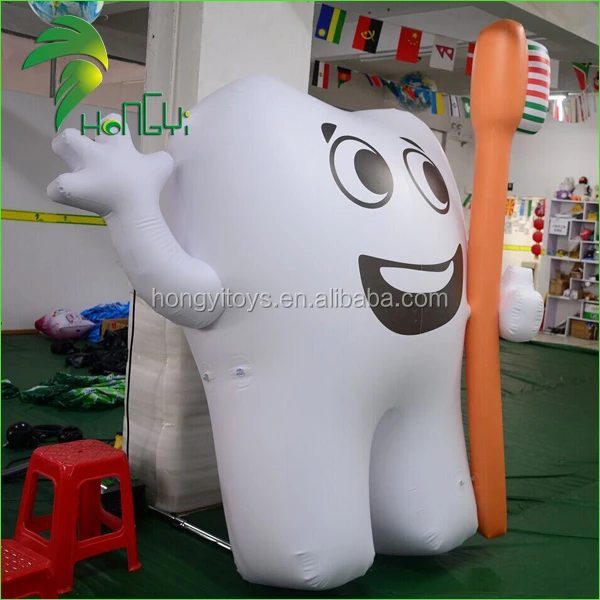 Giant White Inflatable Tooth Model / Inflatable Tooth Balloon With Inflatable Toothbrush for Advertising