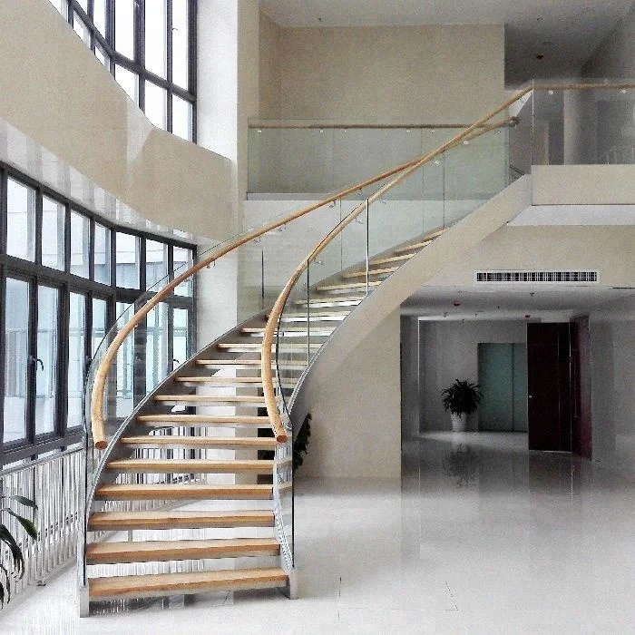 モダンダブルアイアンストリンガーウッドカーブ階段 Yudi階段工場 Buy 木材階段 曲線階段 鉄階段 Product On Alibaba Com