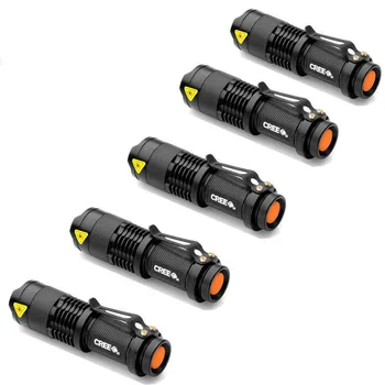 5PCS/lot Mini LED Torch 7W 2000lm LED Flashlight Adjustable Focus Zoom Flash Light Lamp Free Shipping Wholesale