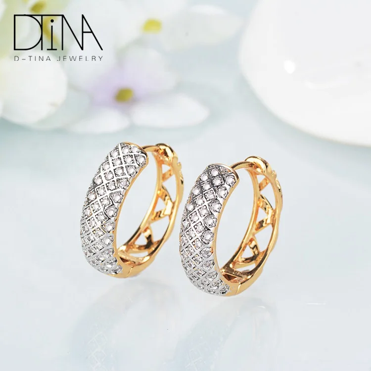 DTINA Romania Custom Gold Plated Clear Stone Earrings for Girls