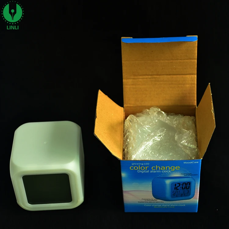 Высококачественный ежедневный Домашний пользовательский стол 7 светодиодный цветной ЖК-дисплей светящийся на батарейке цифровой будильник