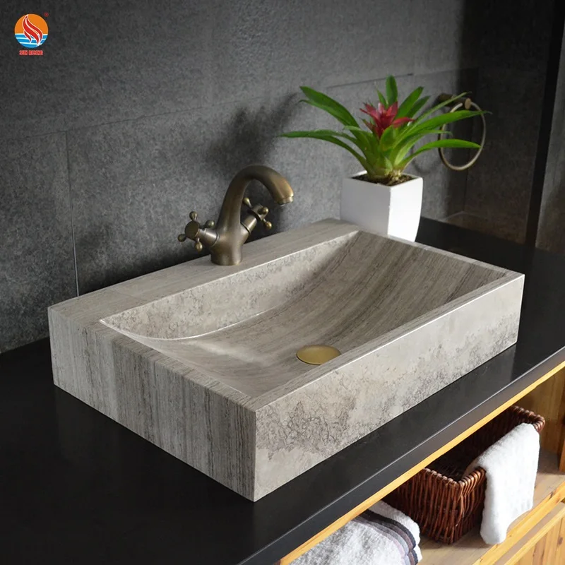 Moden Style Natural Black Granite Sink  Natural Stone Wash Basin