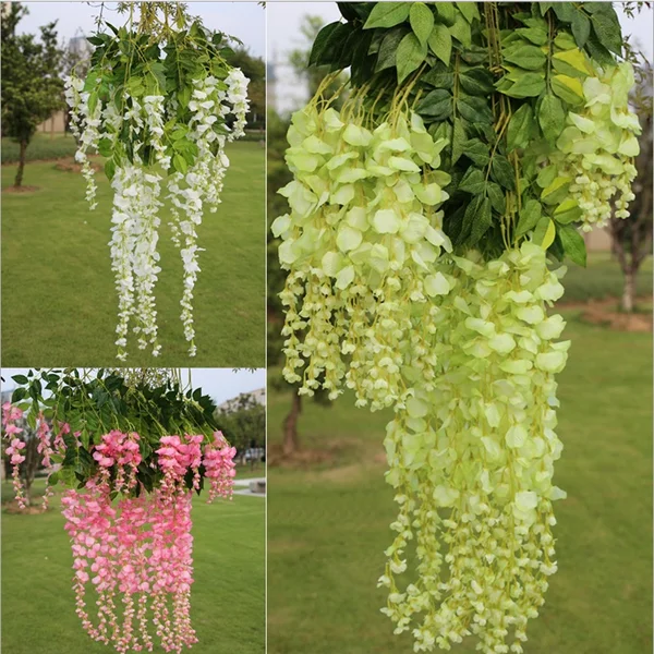 Factory Sell Artificial Wisteria Flowers Vines Garland Wedding Flower