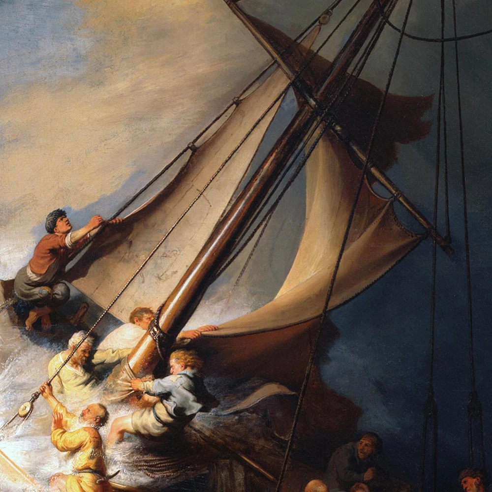 Reproduction Christ the Storm Sea Galilee Rembrandt HAarmenszoon Van Rijn Famous Classical Art Paintings With Frame