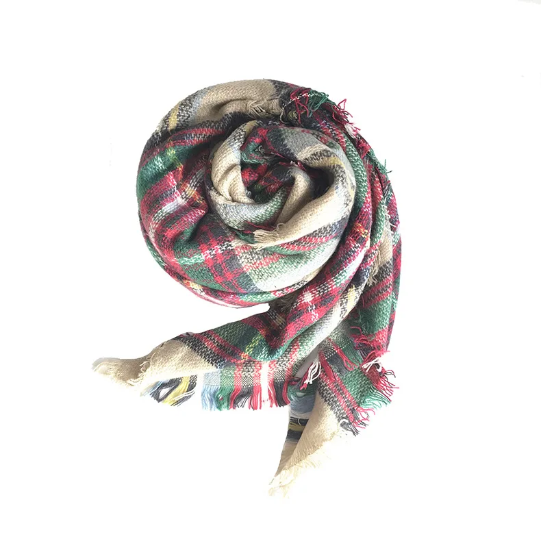 Квадратный шарф в клетку из кашемира 140 см