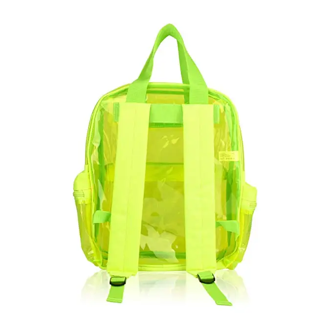 Clear Backpack in Neon Yellow PVC - Waterproof & Fashionable display picture 3