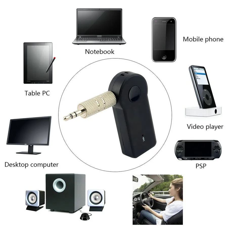 Hot Sale Wireless Bluetooth 3.5mm AUX Audio Stereo Music Car Receiver Adapter 