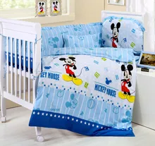 Promotion 10PCS Mickey Mouse baby girls bedding sets cot quilt bed sheet baby care bumpers matress