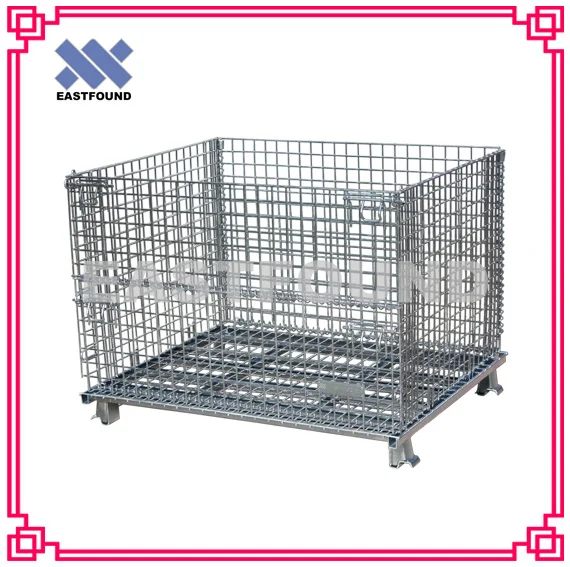 Stackable Pallet Cage Stacking Wire Baskets Steel Mesh Container