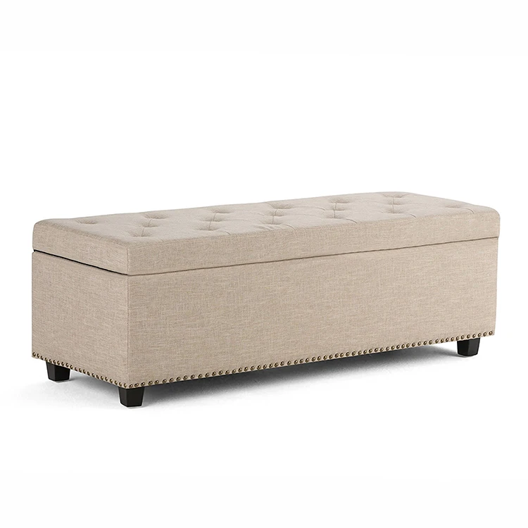 rectangular bench large natural fabric white ottoman with