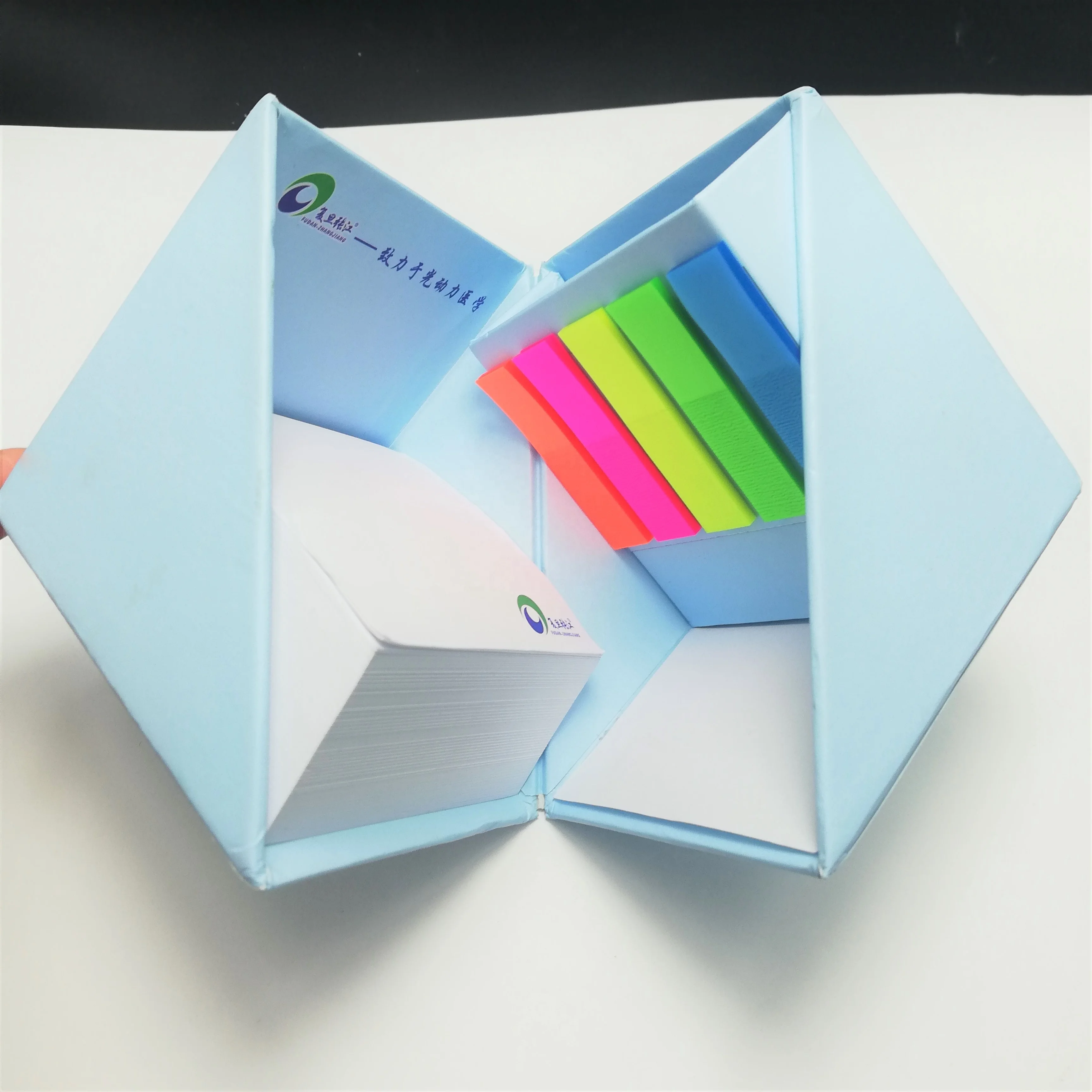 2022 пользовательский печатный логотип канцелярские товары Волшебные Липкие заметки бумажные флаги Коробка куб блокнот для записей