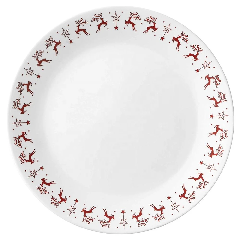 shulopal Gifts 18Pcs Vintage Opalware Tableware Opal Glassware Vajilla Reindeer Christmas Dinnerware Set Giveaways