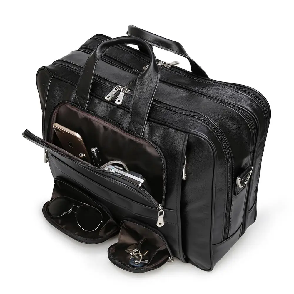 Wholesale Price Large Capacity Genuine Cowhide Leather Messenger Laptop Bag Leather Briefcase for Men
