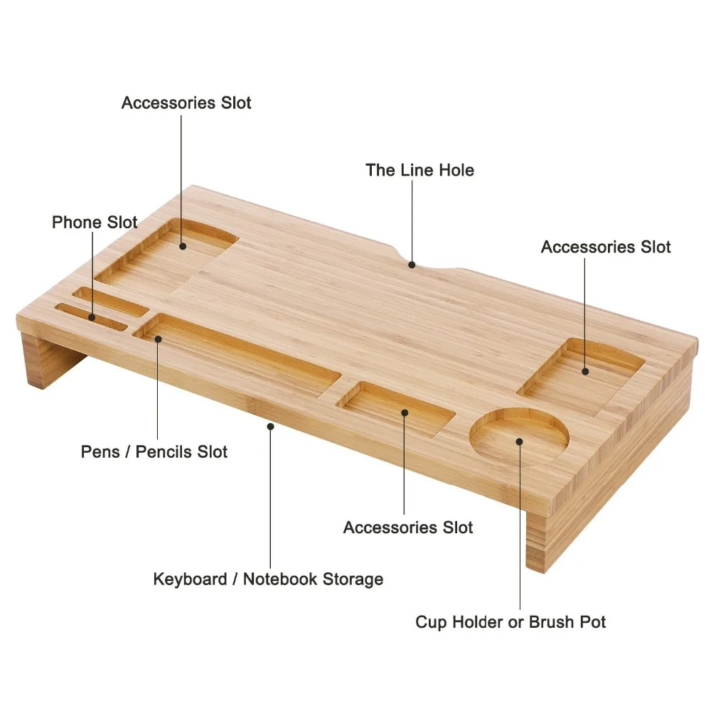 Подставка для монитора из бамбука, деревянный Настольный столик, стойка-органайзер, современный естественный мост, стол для ноутбука, коммерческая мебель