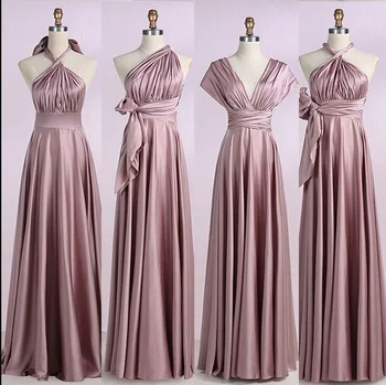 Vintage Traditional Girl Multiway Dusty Pink Long Convertible Bridesmaid  Dresses| Alibaba.com