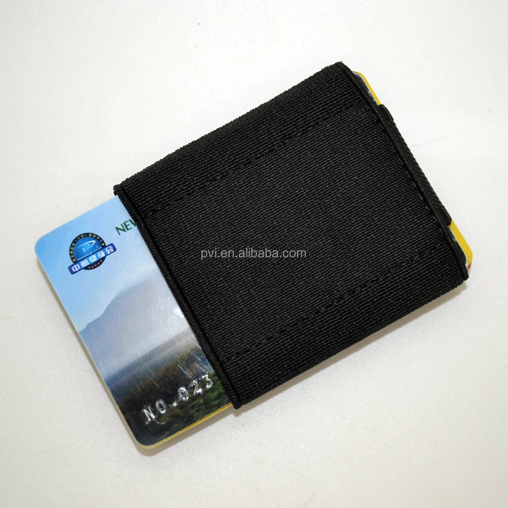 Slim Front Pocket Elastic Band Card Holder Wallet with Pull Tab and Coin Pocket