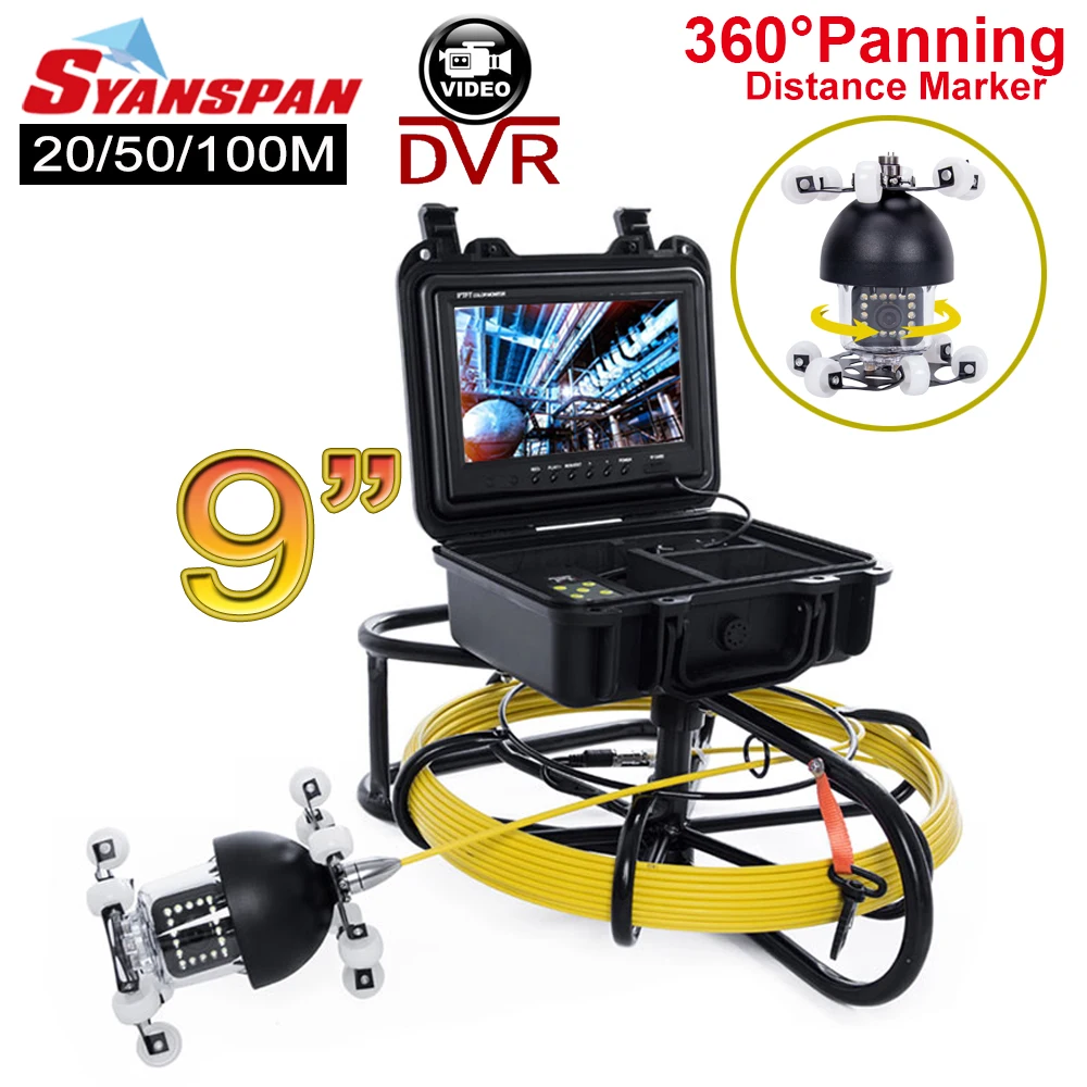 Factory Direct Sale Pipe Inspection Camera 9Inch HD Screen Pipe Monitor Camera 360 Degrees Rotation Inspection Pipe Camera manufacture
