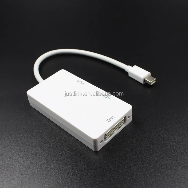 Thunderbolt Mini 3 in 1 Display Port MINI DP Male to HDMI DVI VGA Female Adapter Converter Cable for Apple MacBook Air Pro MDP